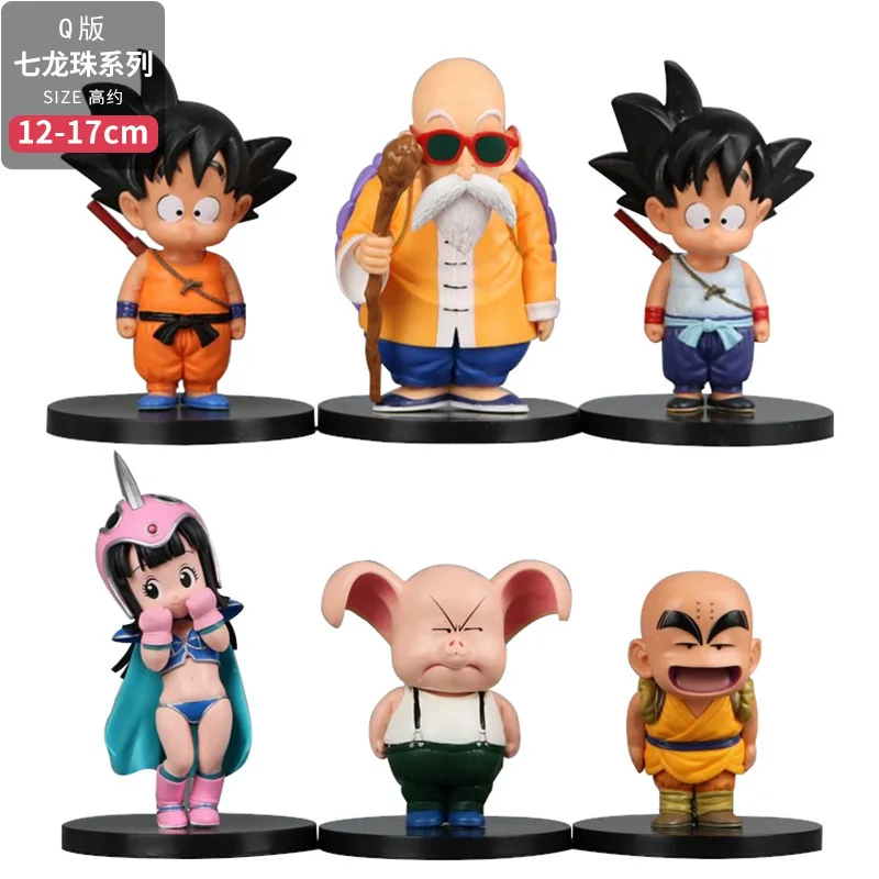 Figuras de Dragon Ball Goku Chichi Kuririn Kame Sennin Uron de acción de PVC, juguetes de modelos coleccionables, decoración de coche, 12-17CM