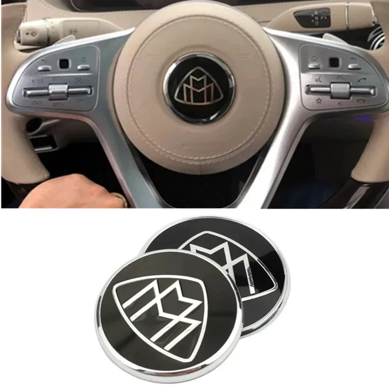 Round Emblem Badge for Maybach S320L S400 S500 S600 S680 Car Styling Steering Wheel Center Sticker Hood Cover Lay Logo with Pins