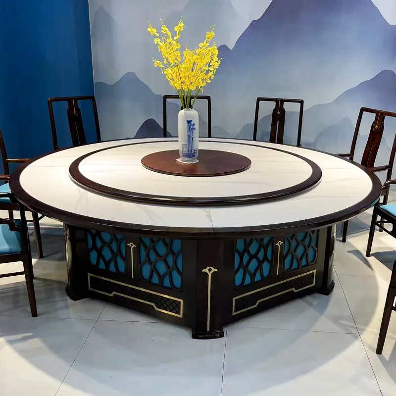 New Chinese Style Furniture, Modern and Simple Round Table, Private Room, Restaurant, Famous Hotel, Electric Large R