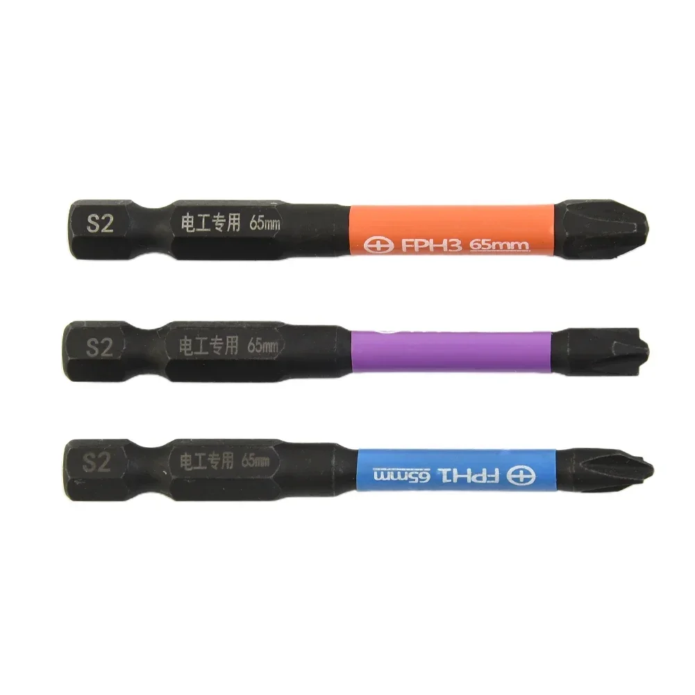 Cross Screwdriver Bit para substituição, interruptor de soquete à prova de ferrugem, acessórios especiais com fenda, ferramentas manuais PH1, PH2, 65mm