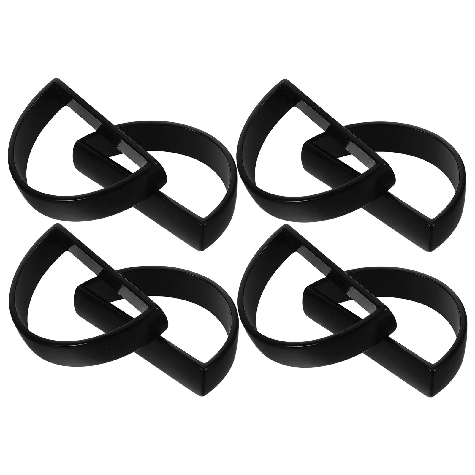 8Pcs Black Napkin Rings Modern Semicircle Design Polished Surface D-Shaped Serviette Holders Table Decor for Casual Formal