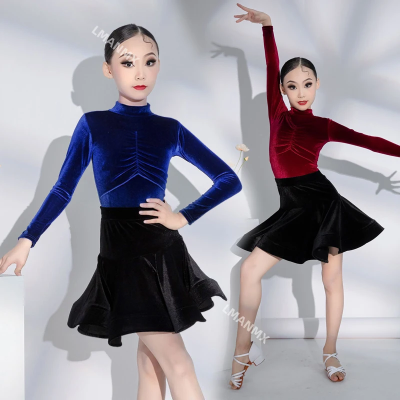 

Girls' Autumn and Winter New Style Grading Competition Children's Latin Dance Skirt Split Fashion Performance Practice Clothes