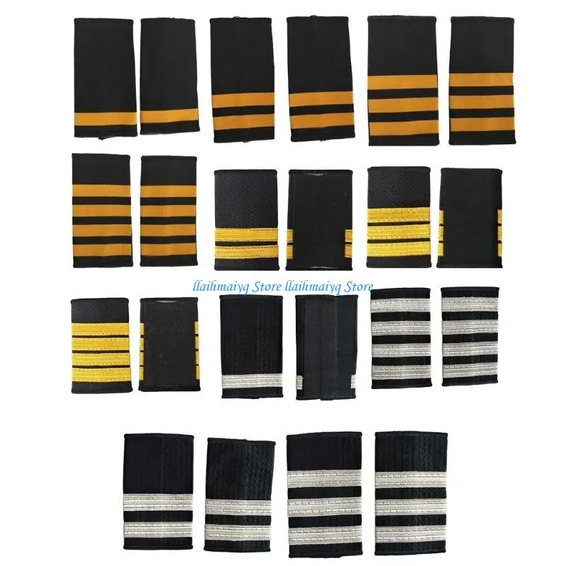 573B 2 Stück Kapitänsuniform-Epauletten, Pilotenuniform-Epauletten, Schulterbretter für Partys