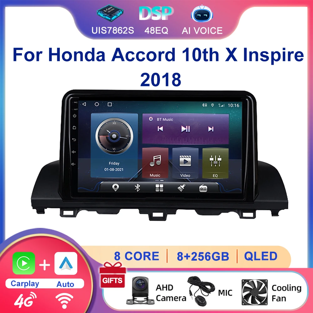 10'' GPS Navigator Audio Android Multimedia Carplay Touch Screen Car Radio Player With BT For Honda Accord 10th X Inspire 2018