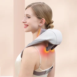 Masajeador de cuello y espalda Shiatsu con calor calmante, tejido profundo eléctrico inalámbrico, almohada de masaje de amasamiento 5D, hombro, pierna y cuerpo