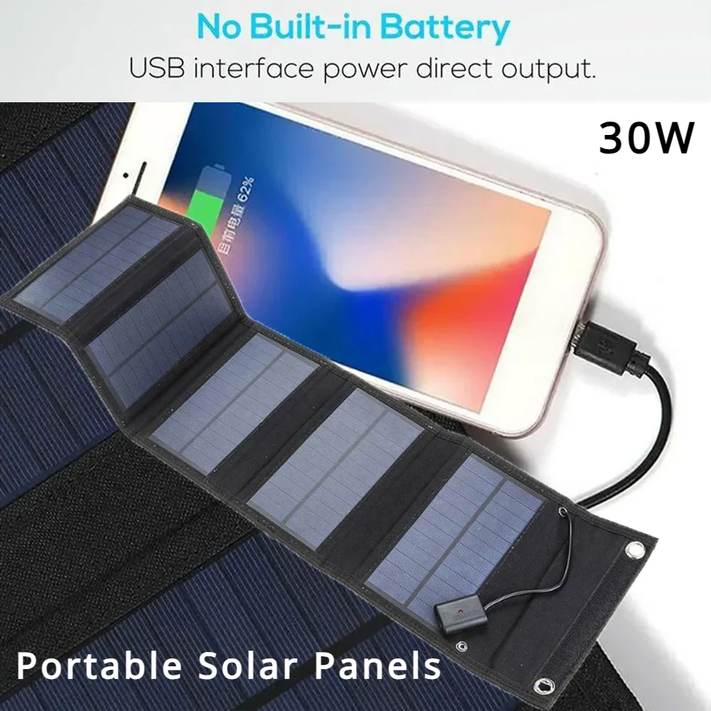 

USB Portable Solar Panel 30W Fast Charging Mobile Phone Computer Foldable Waterproof Suitable for Camping and Hiking