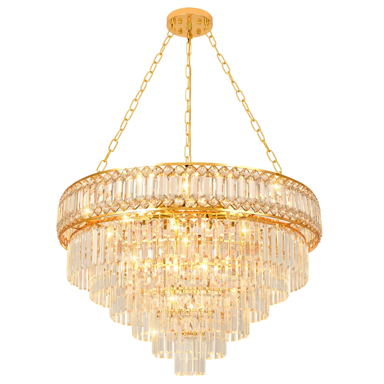 6-Tier Modern Crystal Chandelierfor Dining Room Bedroom Living Room Foyer Farmhouse,E12*15 Lights,29.5*18.9inch