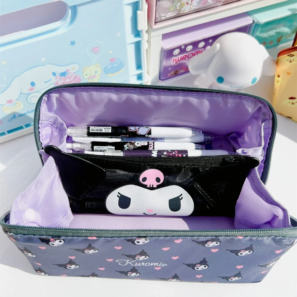 Sanrio-estuche de lápices de gran capacidad, bolsa de cosméticos Kulomi con melodía bonita, lápices escolares, suministros de papelería, festivales, regalo