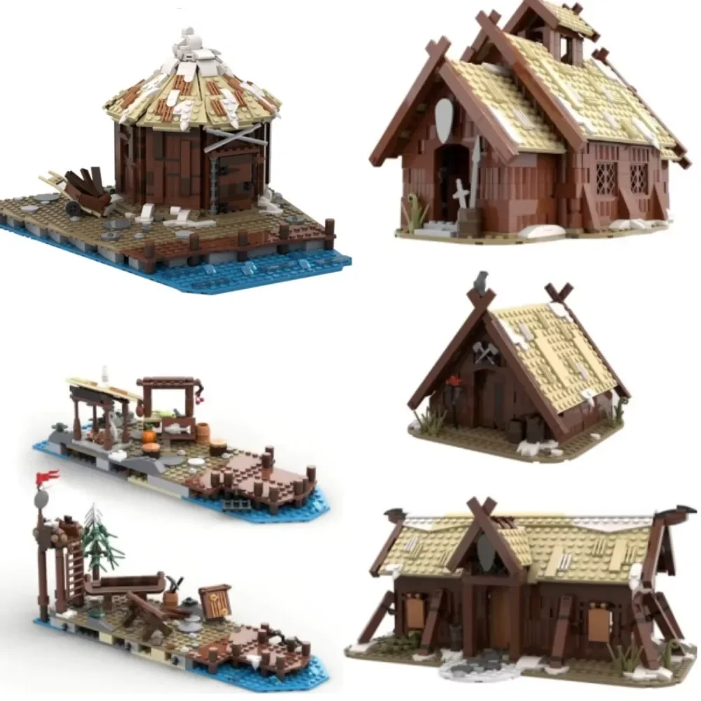 BuildMOC MOC vikingeds villege blocs de construction modèle Expansion Architecture médiévale briques assemblé jouet pour enfants cadeau
