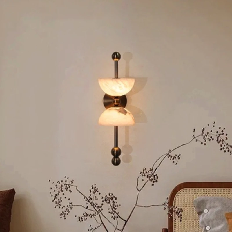 

Испанские роскошные настенные светодиодные светильники из натурального мрамора, высококачественные медные бра для спальни, прикроватные, для коридора, прихожей, атмосферные настенные лампы