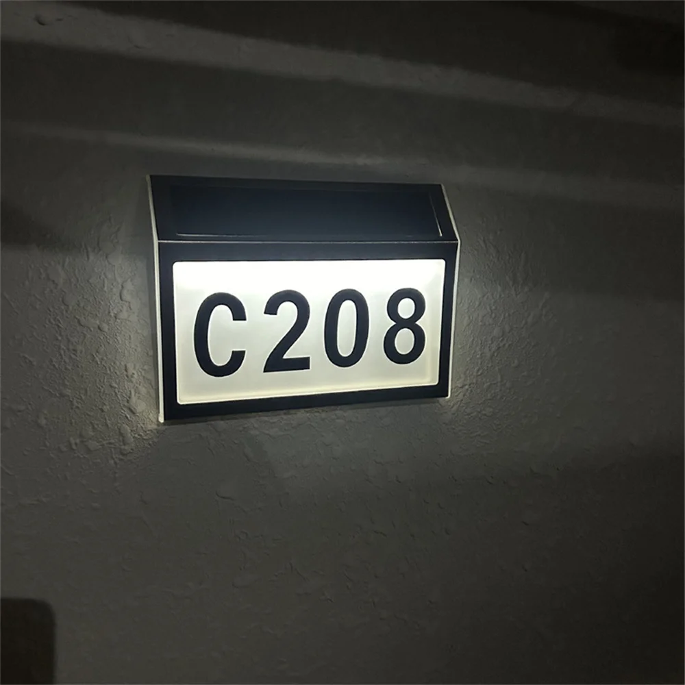 Soalr Powered Stainless Steel Address Sign Lamp Waterproof Outdoor House Numbers Auto Light-Sensing & Easy Mount