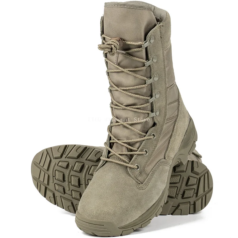 Botas altas para hombre, botines de entrenamiento ligeros, color verde, marrón, desierto, calzado de trabajo para senderismo