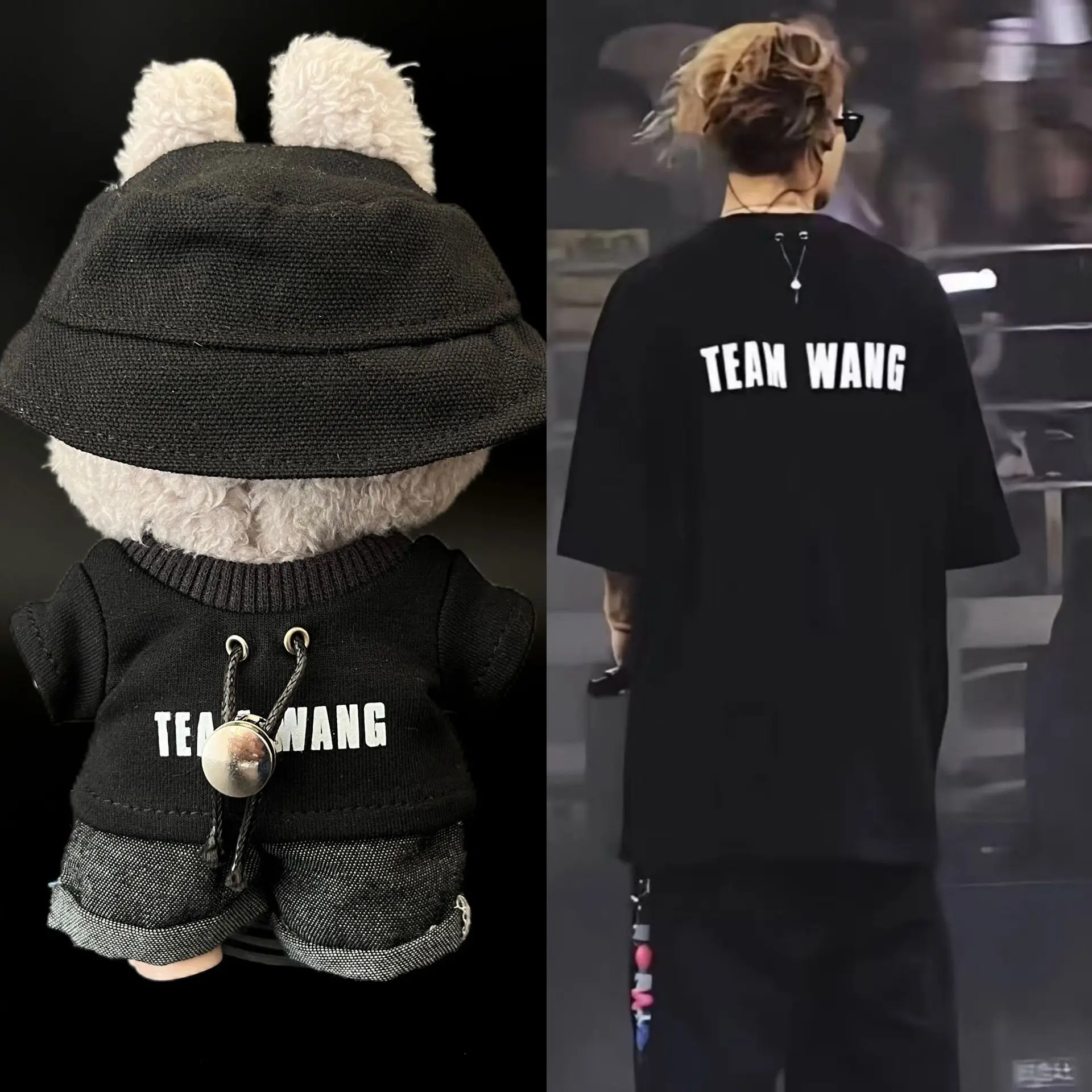 Abbigliamento per Labubu da 17 cm, stile Kpop Star Idol Jackson Wang, T-shirt, jeans, cappello da pescatore, accessori fai da te per bambole Labubu