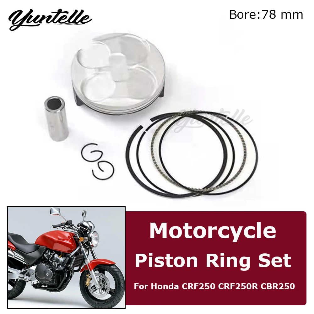 

78mm Bore Engine Piston With Ring Kit For Honda CRF250 CRF250R CBR250 CRF250X CRF CBR 250 250cc Motorcycle Accessories Pin 16mm