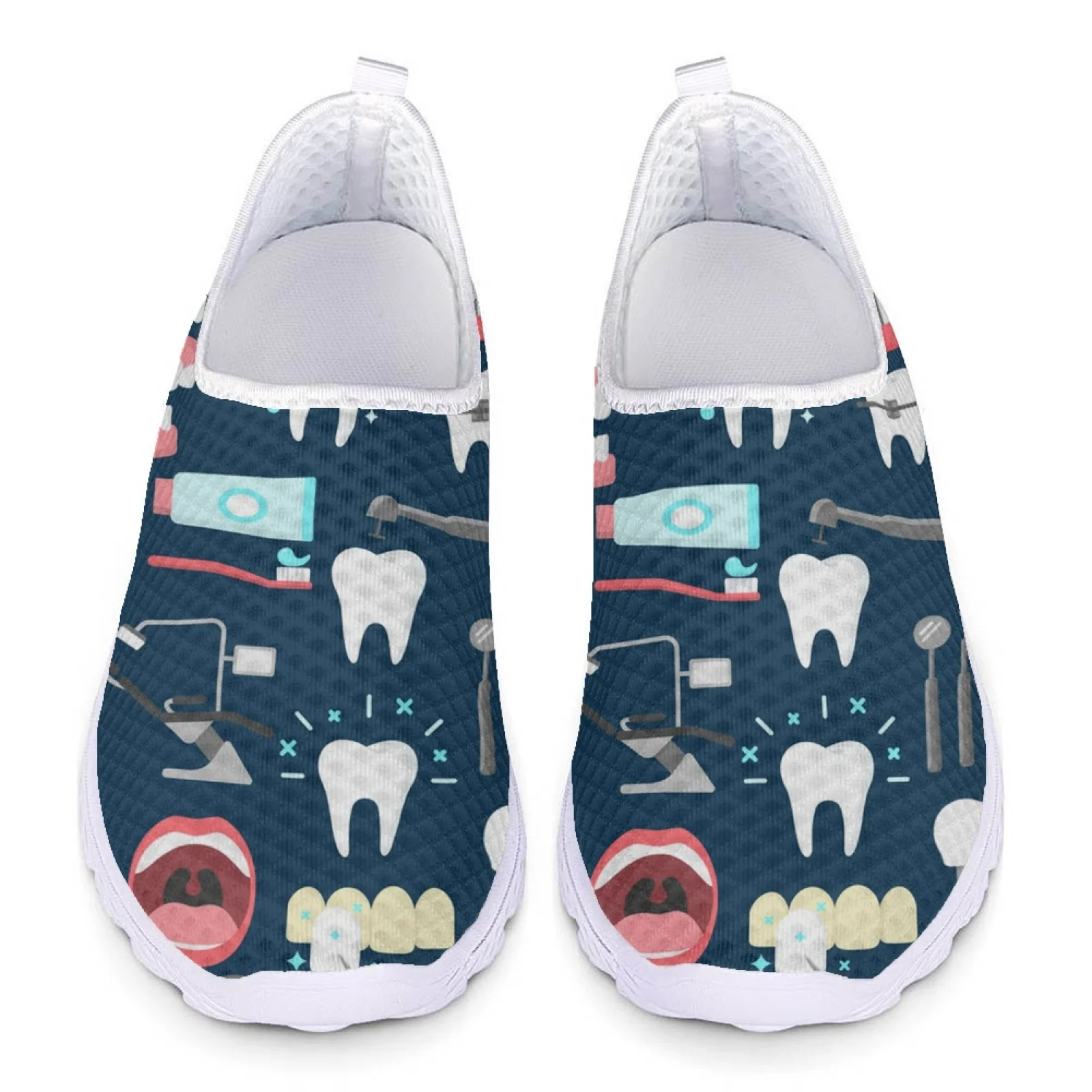 Women's Sneakers Dentist Shoes Dental Equipment Print Summer Mesh Women's Loafers Light Breath Flats Footwear Woman