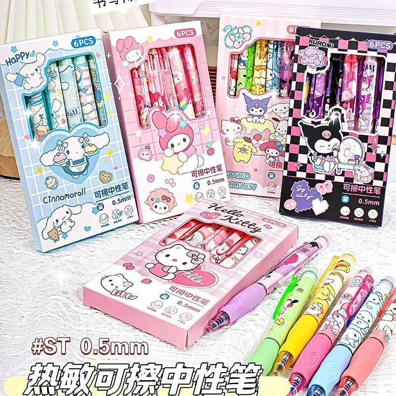 Sanrio Hello Kitty Gel Pen Cartoon Anime Blue Erasable Push Action Pen Students Stationery Children School Supplie Holiday Gifts