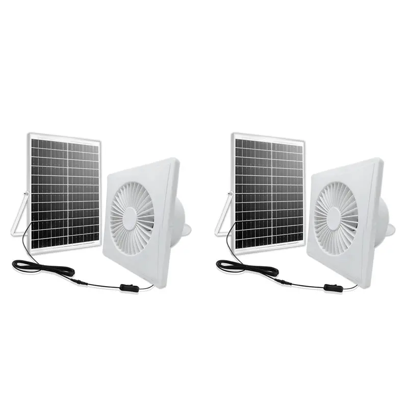 

【ПОСЛЕДНИЙ ШАНТУГРЁЗ】2X Высокоскоростной бесшумный вентилятор на солнечной энергии 6 дюймов с панелью 8 Вт, вытяжной вентилятор для курятников, теплиц