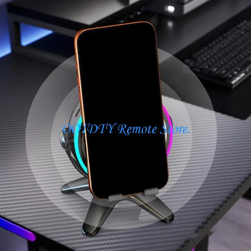  Wireless Bluetooth-Compatible 5.3 Speaker With Colorful LED Lights And Foldable Phone Stand For Desk Decoration