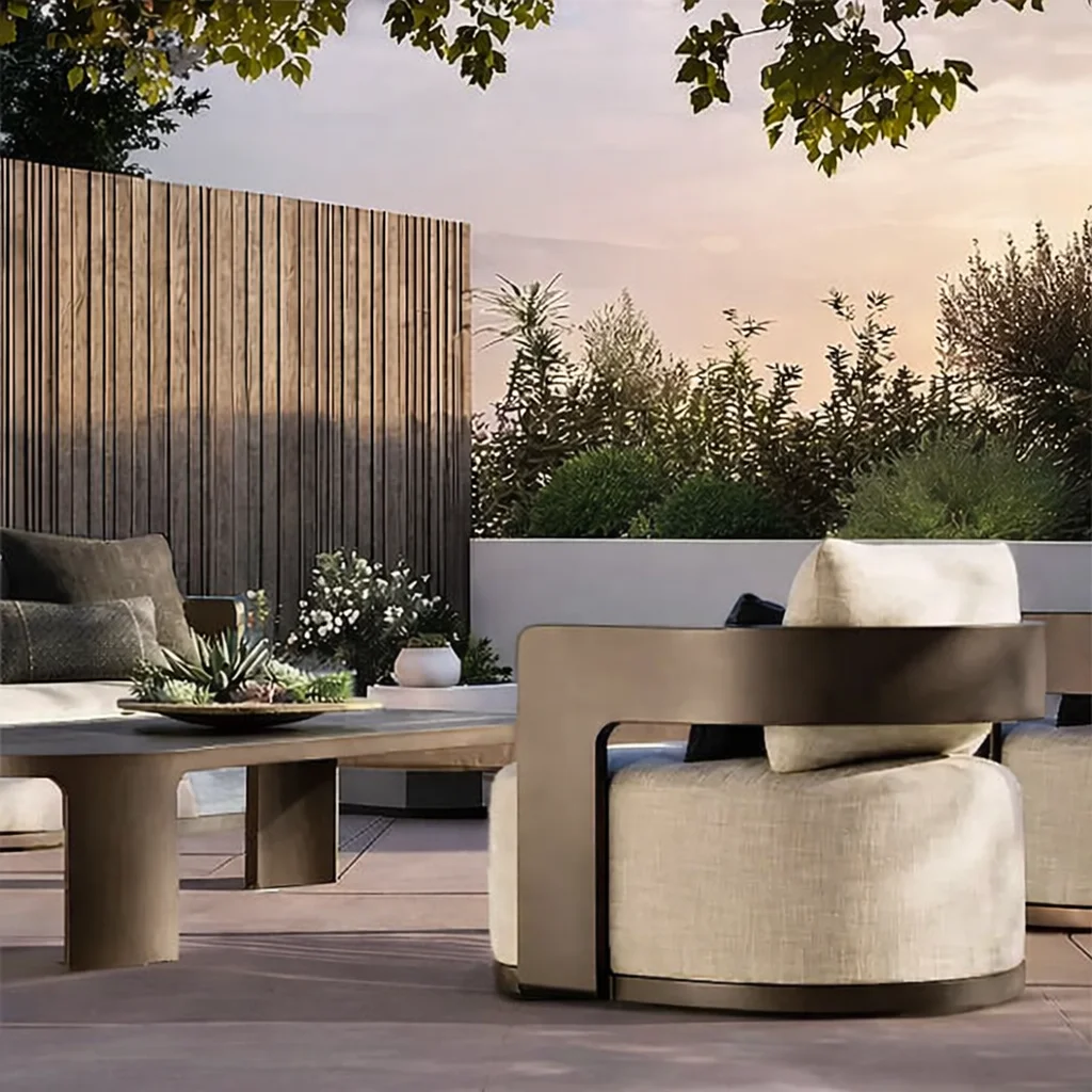 

Villa Furniture Aluminum Sofa Set with Coffee Table Garden Sofa Set Waterproof Cushions for Patio Hotel Outdoor Sofa Furniture