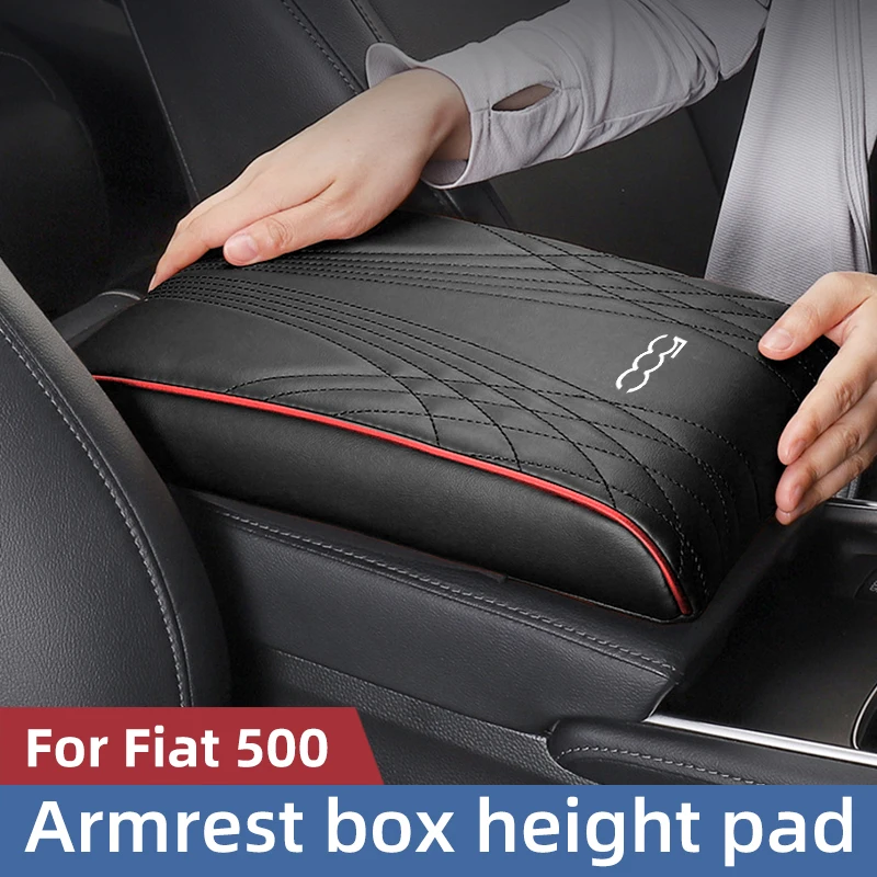 For Fiat 500 500C 500X Car Armrest Box Height Increasing Pad Car Armrest Pad Central Armrest Box Leather Protective Cover