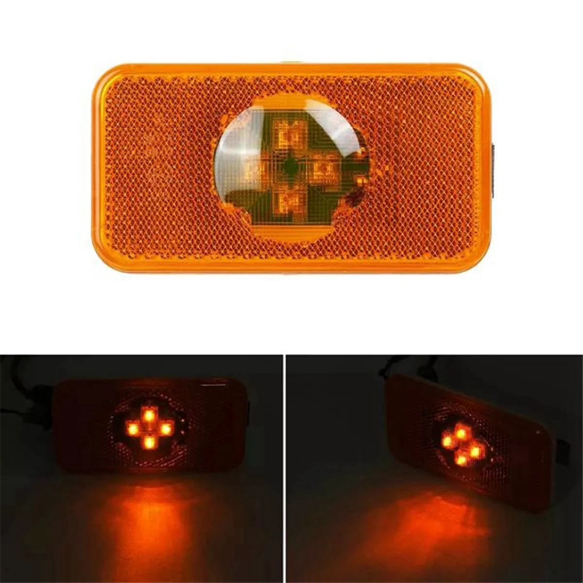 4pcs 24V Car Truck LED Side Marker Light Amber Indicator Lamp 4 LED for Trucks FM/