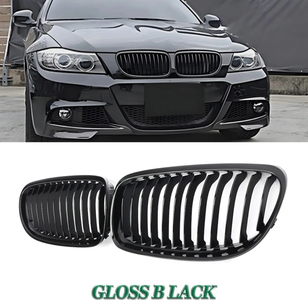 

Grill Front Kidney Grille For BMW 3 Series 2005-2008 E90 E91 Double Slats Gloss Black Grills