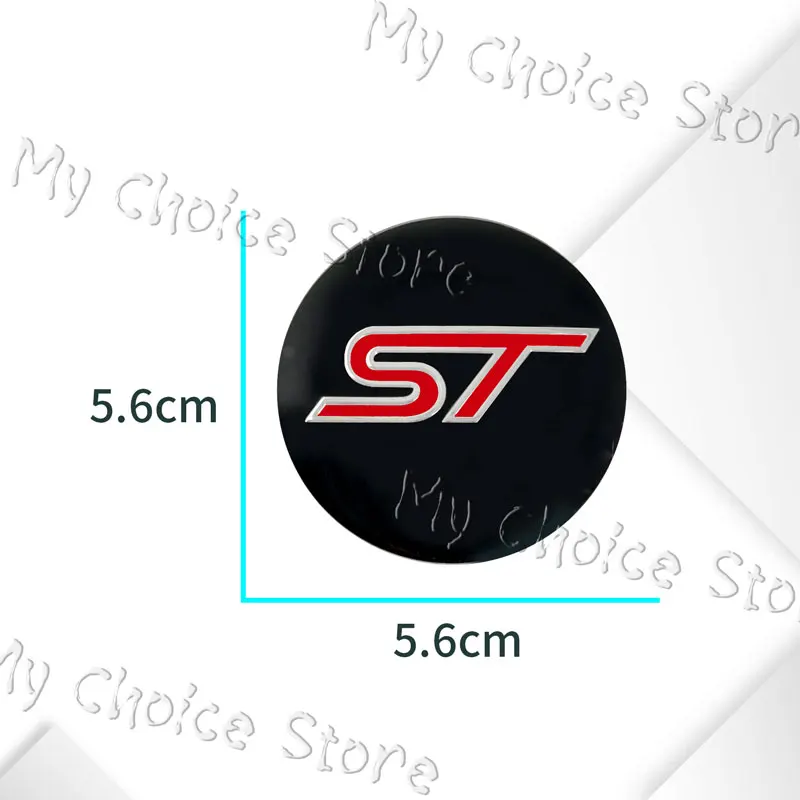 4 pz 56mm Car Styling ST Logo Emblem Wheel Center Hub Cap Rim Hub antipolvere Cover Sticker per Ford ST Fiesta Mustang Shelby GT