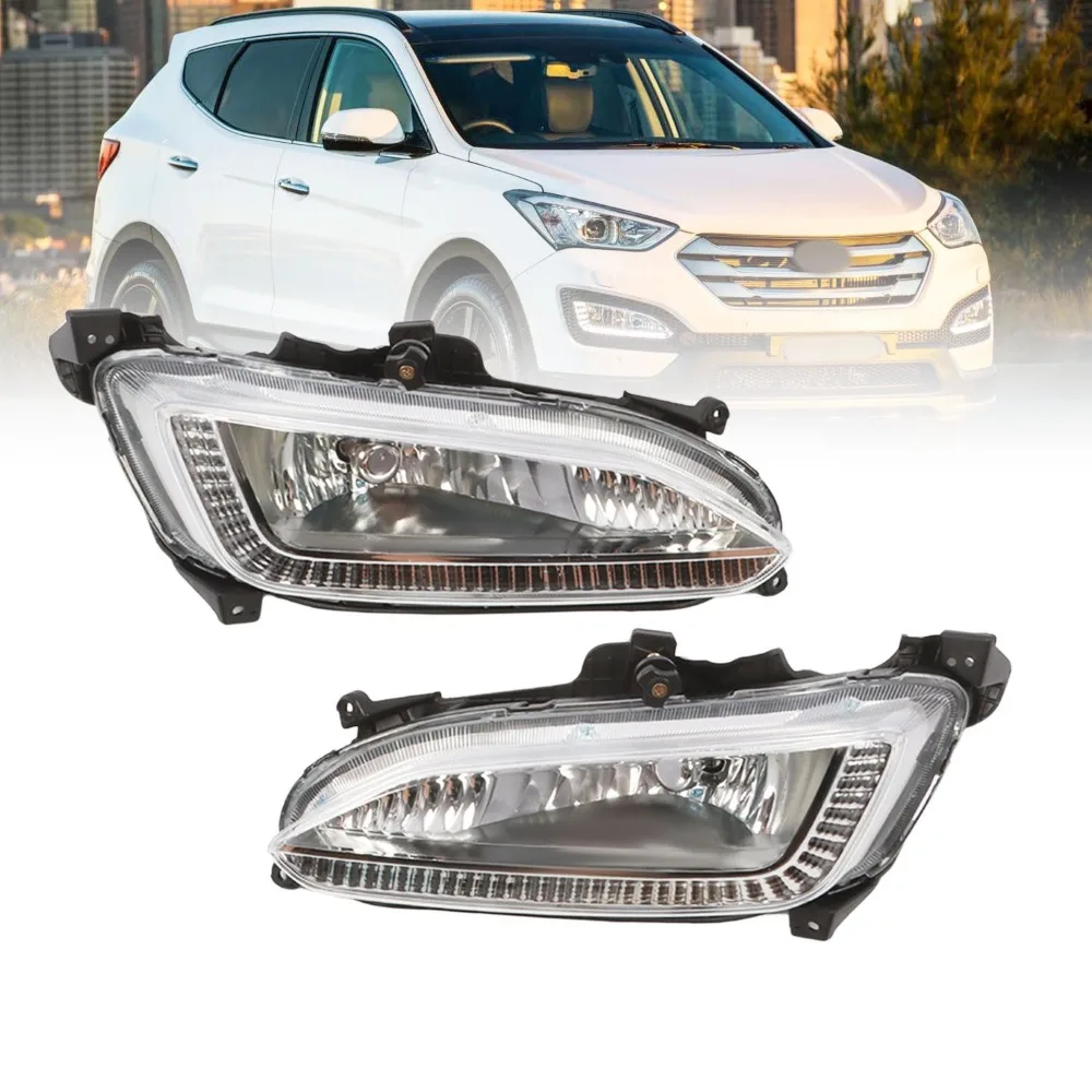 

For Hyundai Santa Fe IX45 2013 2014 2015 12V Fog Lamp DRL LED Daytime Running Light Waterproof led bulbs Car Headlight Assembly