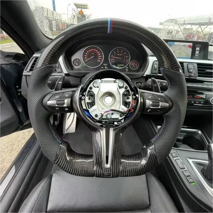 Custom Black Perforated Leather Carbon M Sport Steering Wheel for F10 F30 F31 F32 F20 E92 E60 X6 E71 X5 E70 M3 M4 M5 M6