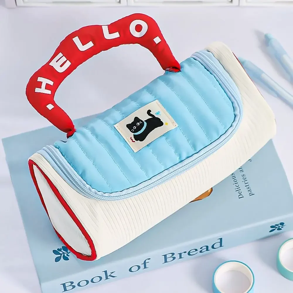 กระเป๋าใส่ปากกาสีโดปามีนอเนกประสงค์แบบพกพาความจุขนาดใหญ่กระเป๋าใส่อุปกรณ์เครื่องเขียนกล่องดินสอกลับไปที่โรงเรียน