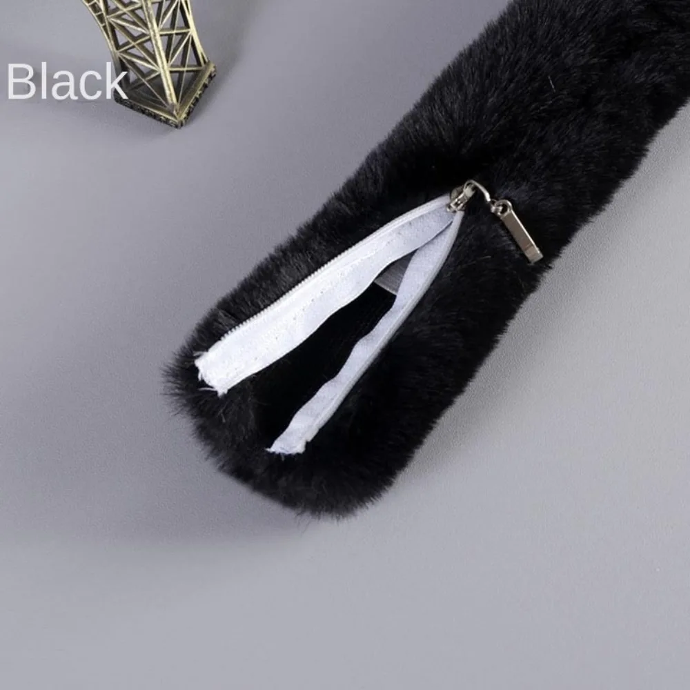 Faux Fur Bag Belts Plush Shoulder Handbag Strap Replacement Handles Fastener Cover Straps With Zipper Shoulder Handbag Accessory