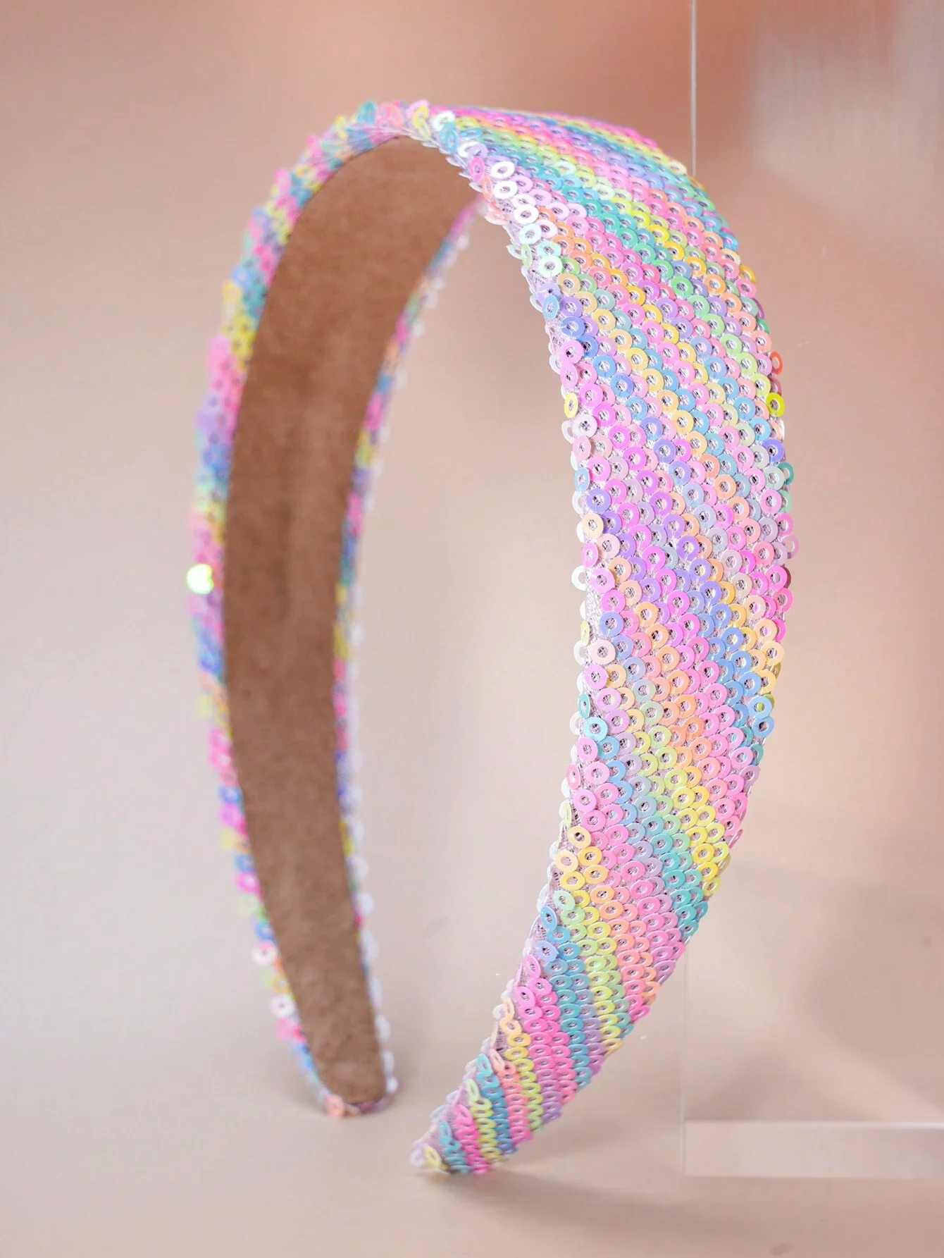 

1pc Girls' Rainbow Sparkle Headband, Fashionable & Wide Headband Suitable For Daily Use