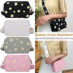 Fashion Daisy Pattern Shoulder Bag Women Handbag Printed Small Square Bag PU Tote Bags Elegant Crossbody Bag