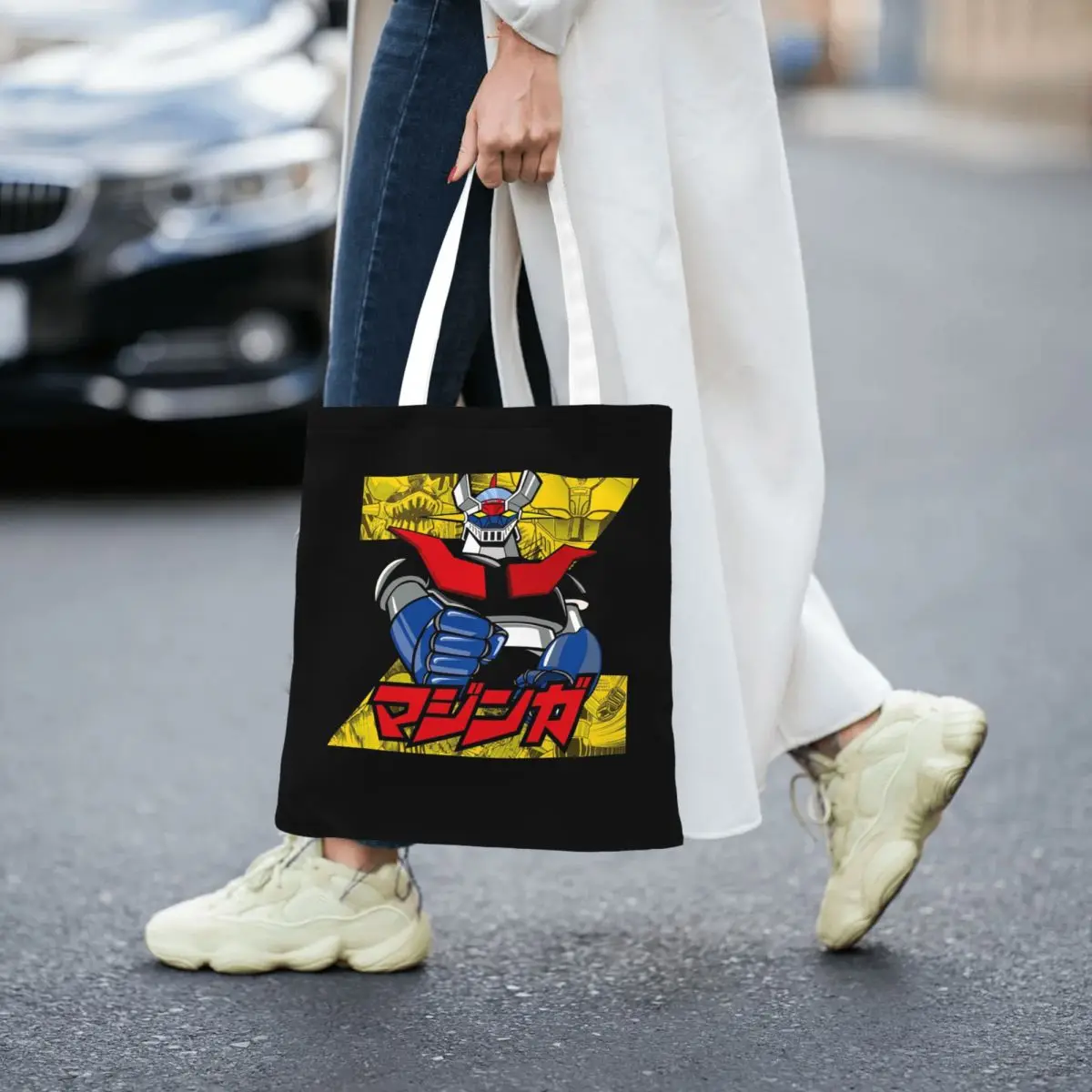 Mazinger Z Goldorak Actarus Grendizer Mask Shopping Bags Canvas The Tote Bag Folding for Ladies Shoulder Tote Travel Handbag