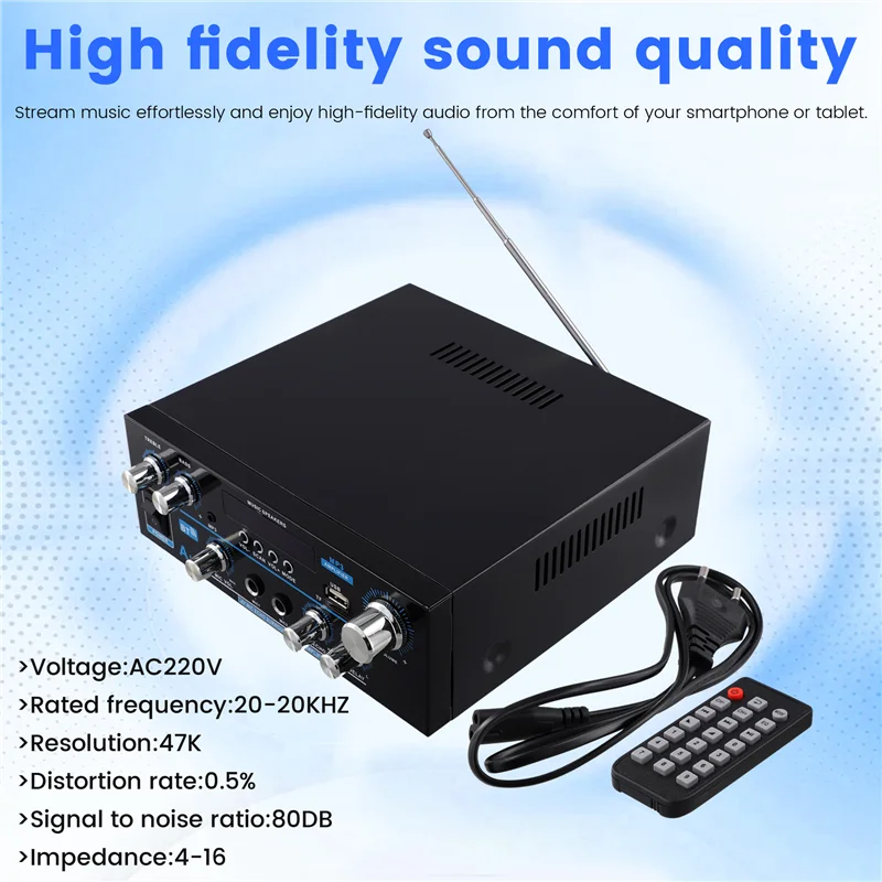 Y43A-AK55 Amplifier Audio 2.0 Saluran HIFI Digital Bluetooth Amplifier USB Digital Amplifier EU PLUG
