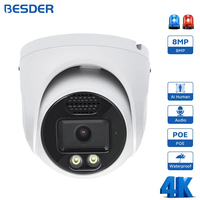 BESDER 8MP POE Camera with SD Card Slot Outdoor Human Detection Night Vision 2.8mm Len Audio CCTV Security IP Camera iCSee