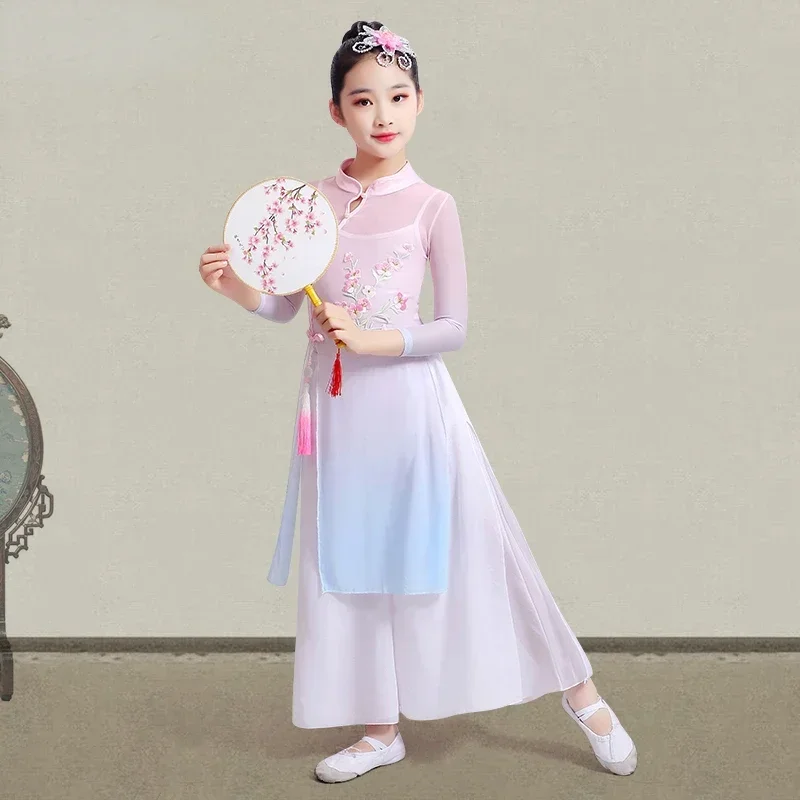 Klasyczne kostiumy do tańca dla dzieci National Fan Yangko Dance Wear Chińska tradycyjna sukienka do tańca Yangko Umbrella dla dzieci