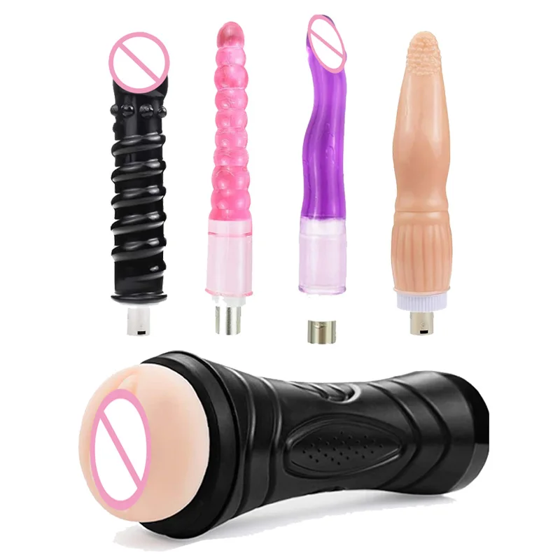 Mesin seks 3XLR 5 lampiran Set G Spot merangsang alat pijat realistis Anal Dildos mainan seks untuk wanita dan pria