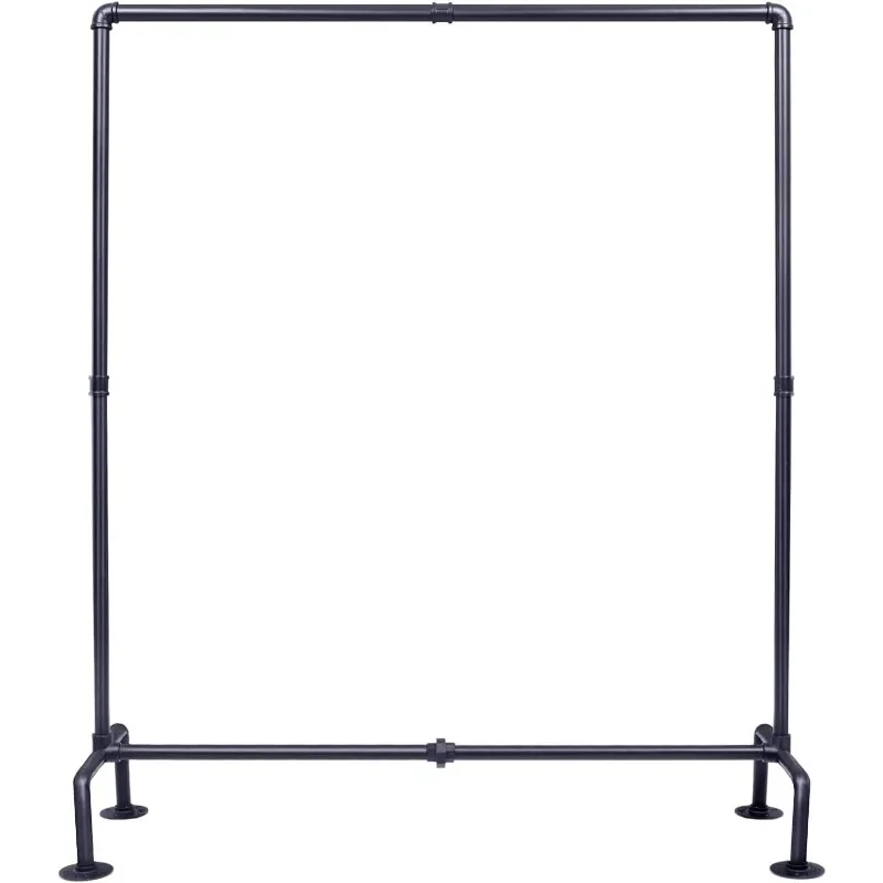 Industrial Pipe Clothing Rack Free Standing, Heavy Duty Detachable Clothes Rack with 4 Stable Feet for Garment Storage