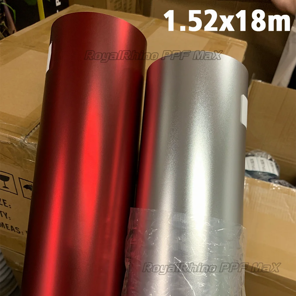 

1.52*18M Matt Ghost Chrome Romanee Red Satin Alexandria Silver Car Wrap Vinyl color change film With PET Liner Air Bubble Free