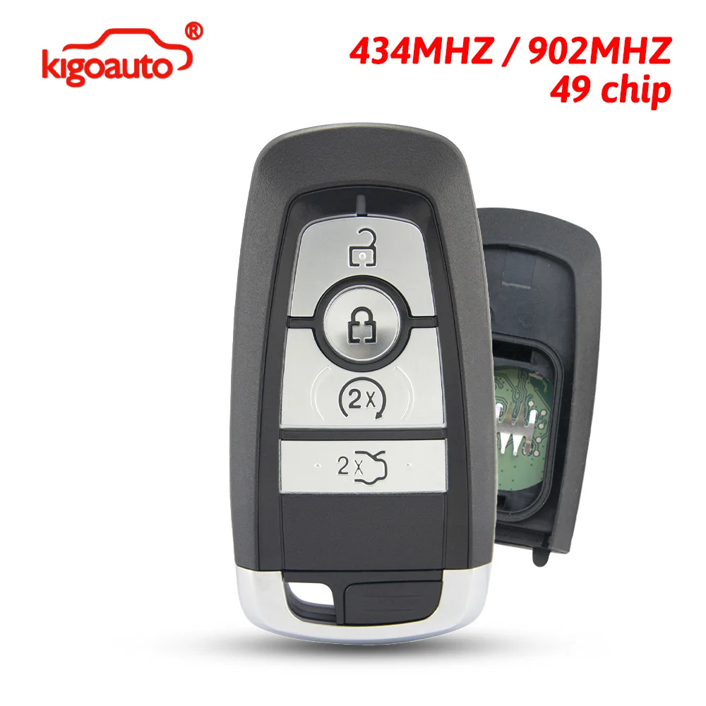 

kigoauto smart key 4 button 902/434MHZ ID49 chip for 2017-2020 Ford Edge Explorer Fusion Mustang Mondeo FCC A2C93142600