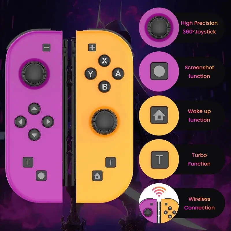 Joycons gamepad para nintendo switch // lite/ oled/ios/android bluetooth controlador sem fio joystick com consoles de videogame cubo