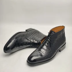 Popular Mens' Ankle Leather Shoes Lace-up Luxury Boots Safety Formal Fashion Designer Shoes Black & Green Big Size Boots For Man