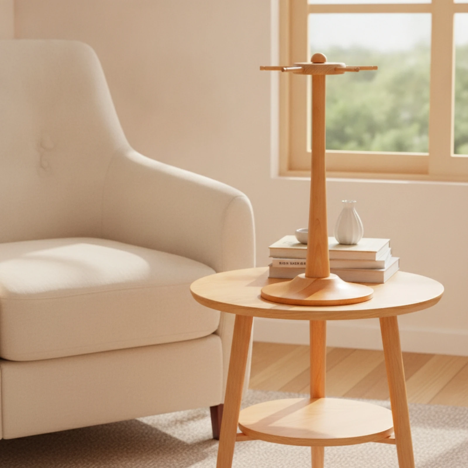 Wind Chime Stand Wooden Wind Chime Stand with Base Holder with Hooks Tabletop Rack Rotating for Collectors, Desk