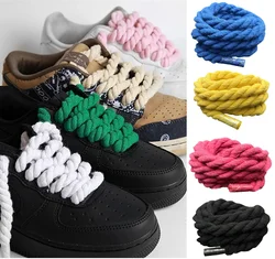 2 pair/set Vintage DIY Linen Cotton Weaving Style Bold Shoelaces Low-top Canvas Green Shoes laces Women Men Shoelaces Dropship