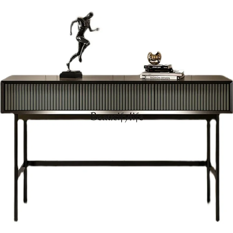 

Italian light luxury simple modern walnut entrance table household wall cabinet