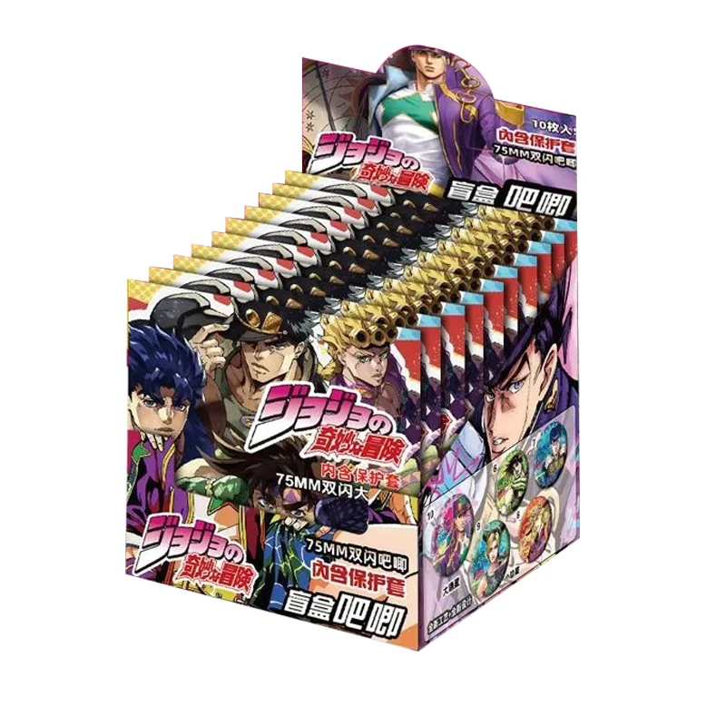 JoJo's Bizarre Adventure - Caixa Surpresa de Broches Holográficos de 75mm - Kujo Jotaro Giorno - Presente Colecionável para Fãs