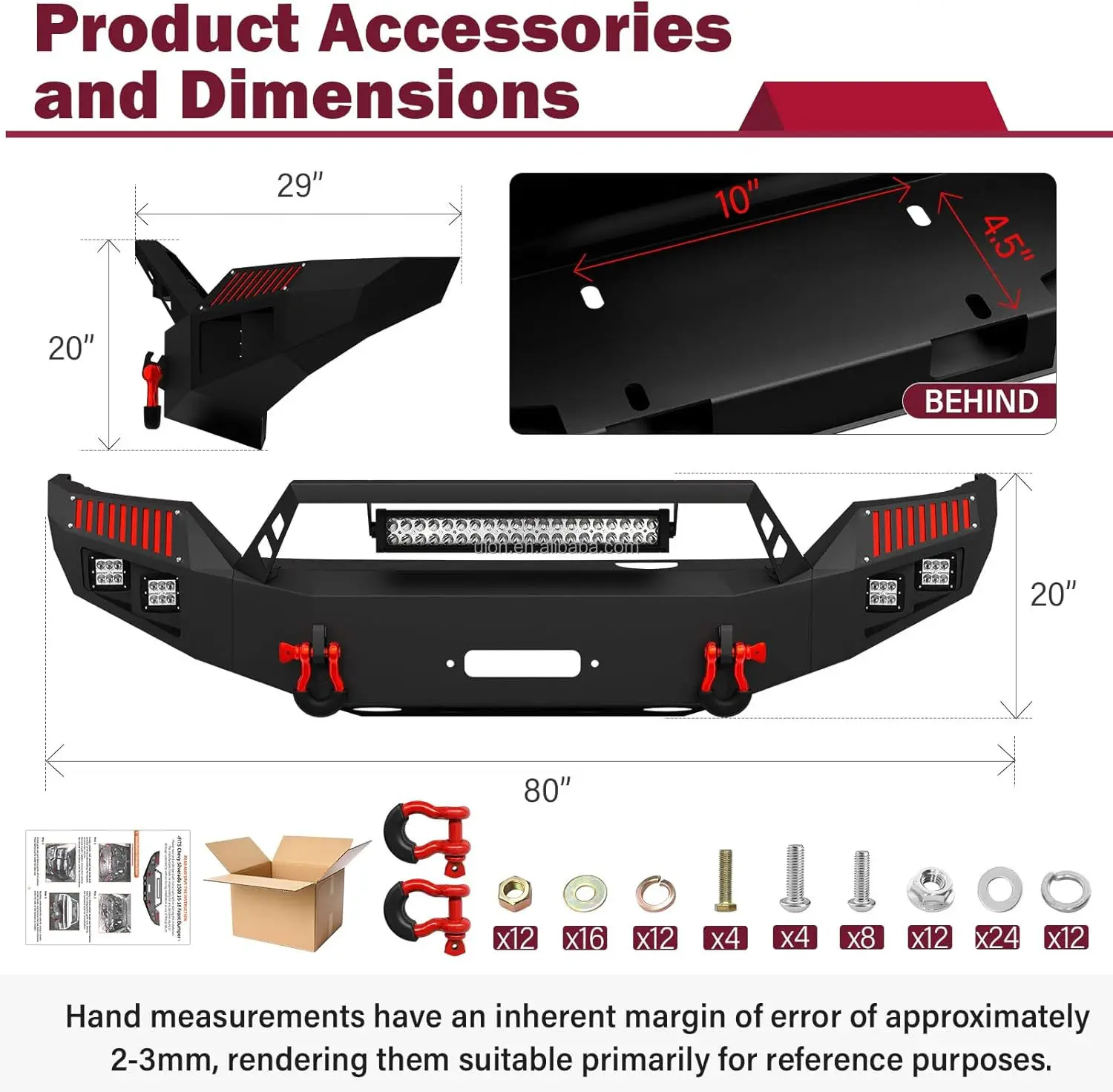 Factory Price Off-Road Front Bumper fit 2016-2018 Chevy Chevrolet Silverado 1500 Pickup Truck  with LED Light Winch Plate