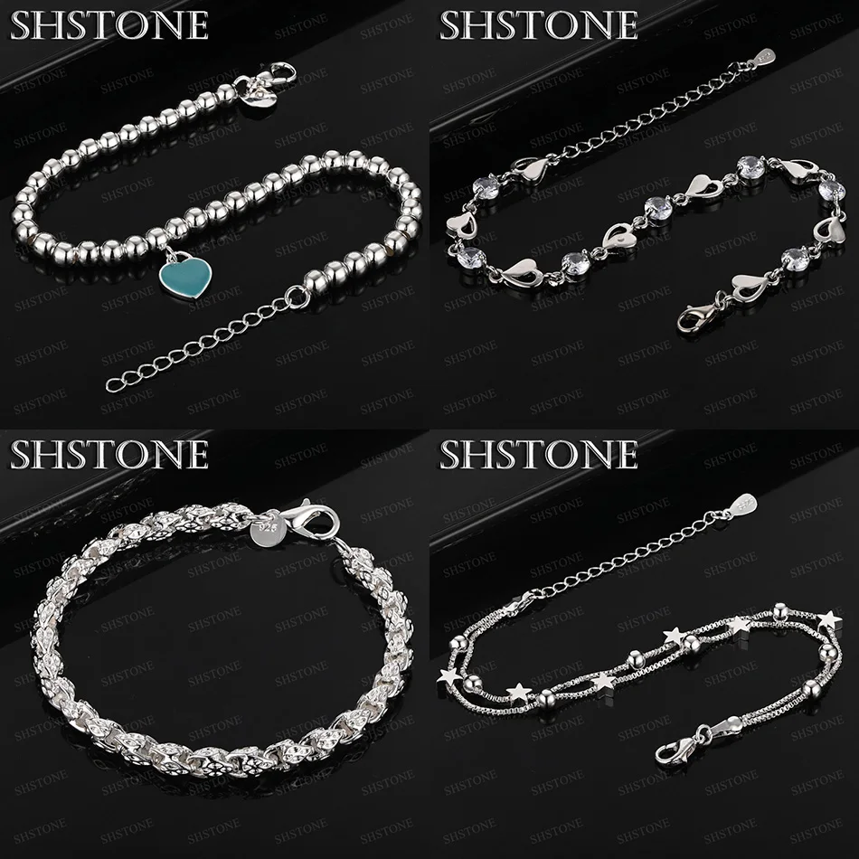 

New Style 925 Sterling Silver Heart Beads Stars Geometric Bracelets Women Quality Jewelry Accessories Birthday Christmas Party
