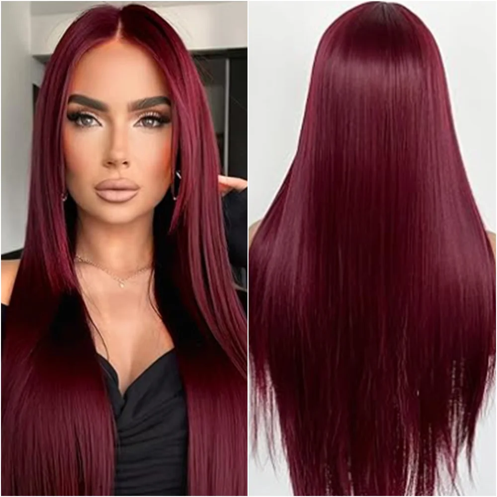 

220 Density Burgundy 13x6 HD Transparent Lace Frontal Human Hair Wig Bone Straight 13x4 HD Lace Front 99J Colored Wigs for Women